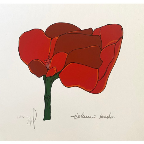 Aldemir Martins - Flor mini vermelha